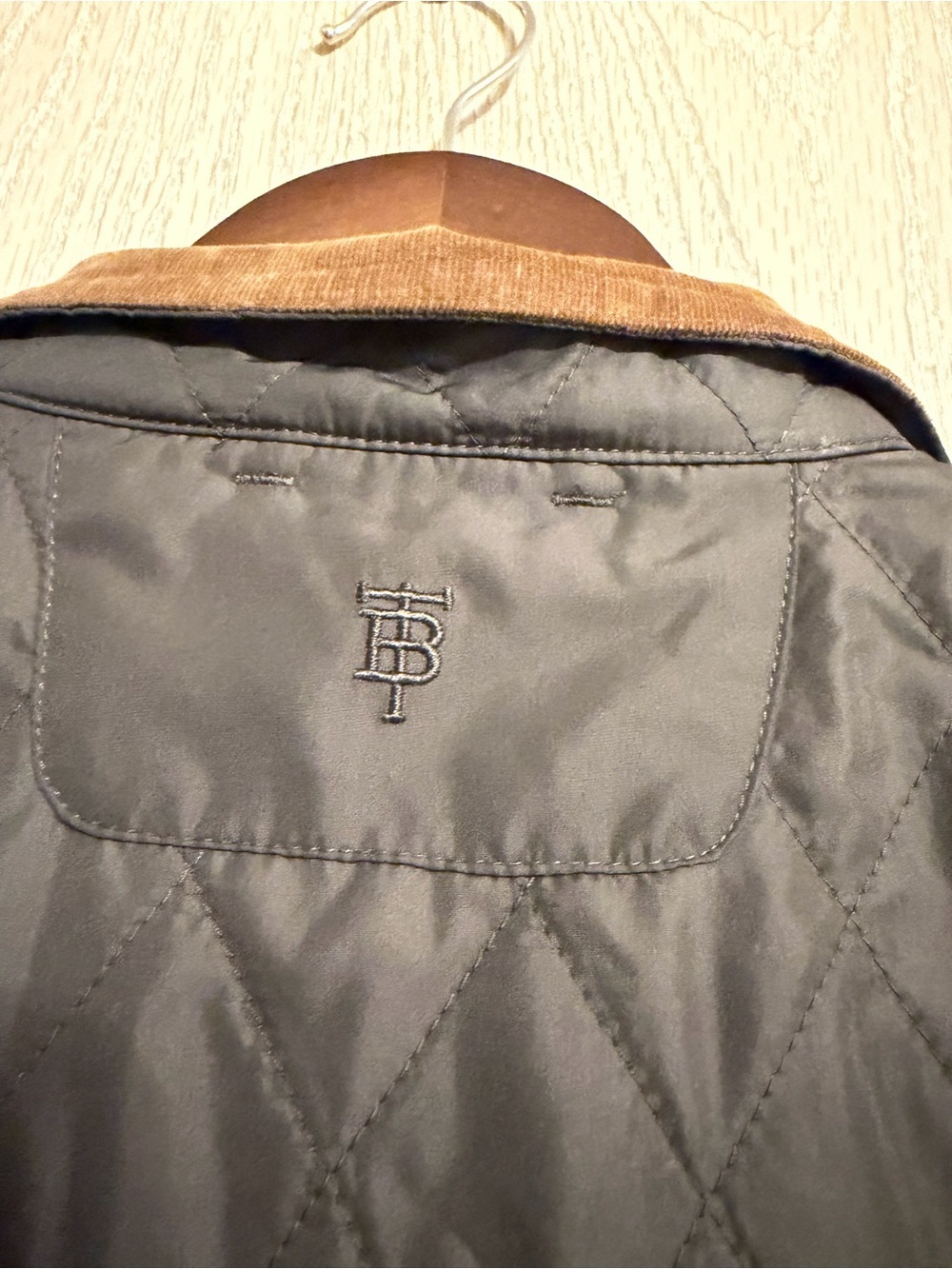 Tom Beckbe Loxley Quilted Vest- Olive Body with Tan Collar - Picture 14 of 16
